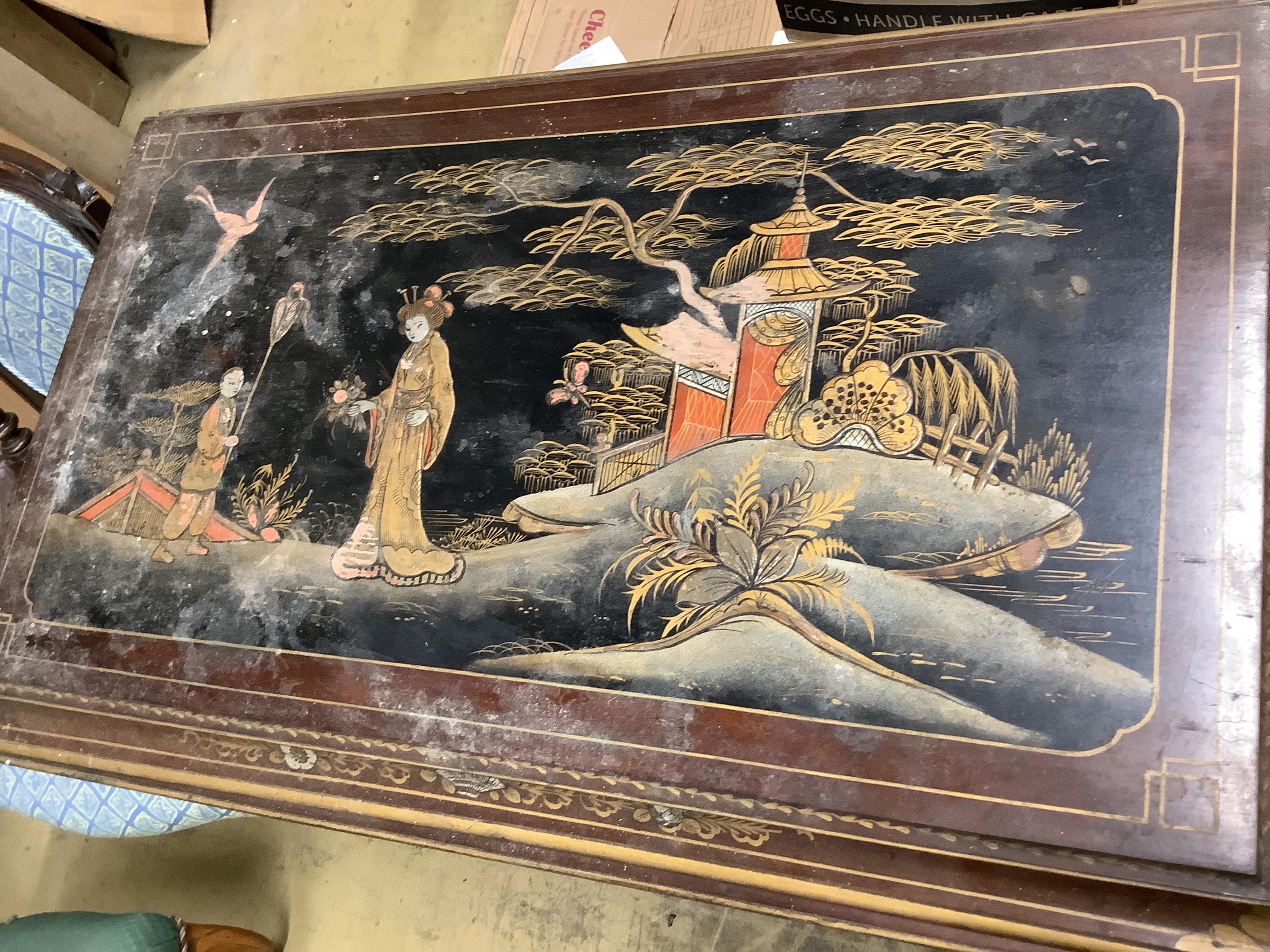 An early 20th century chinoiserie lacquer Duophone cabinet gramophone, width 94cm, depth 57cm, height 86cm